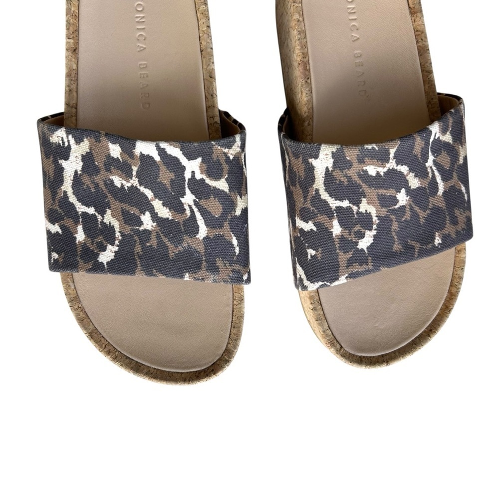Veronica Beard Dresdyn Leopard Print Platform Slides Sz 6 Leather Cork Sandals - Picture 4 of 11